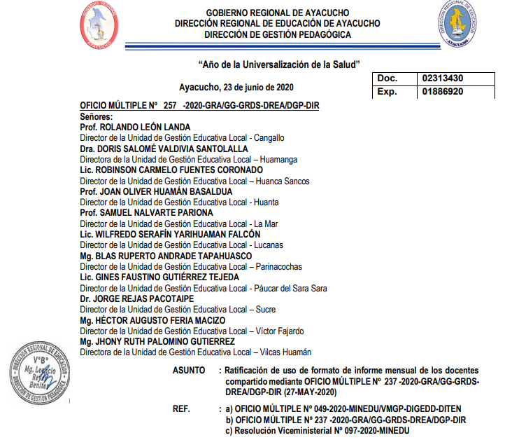 Dirección Regional de Educación Ayacucho - Detalle de aviso