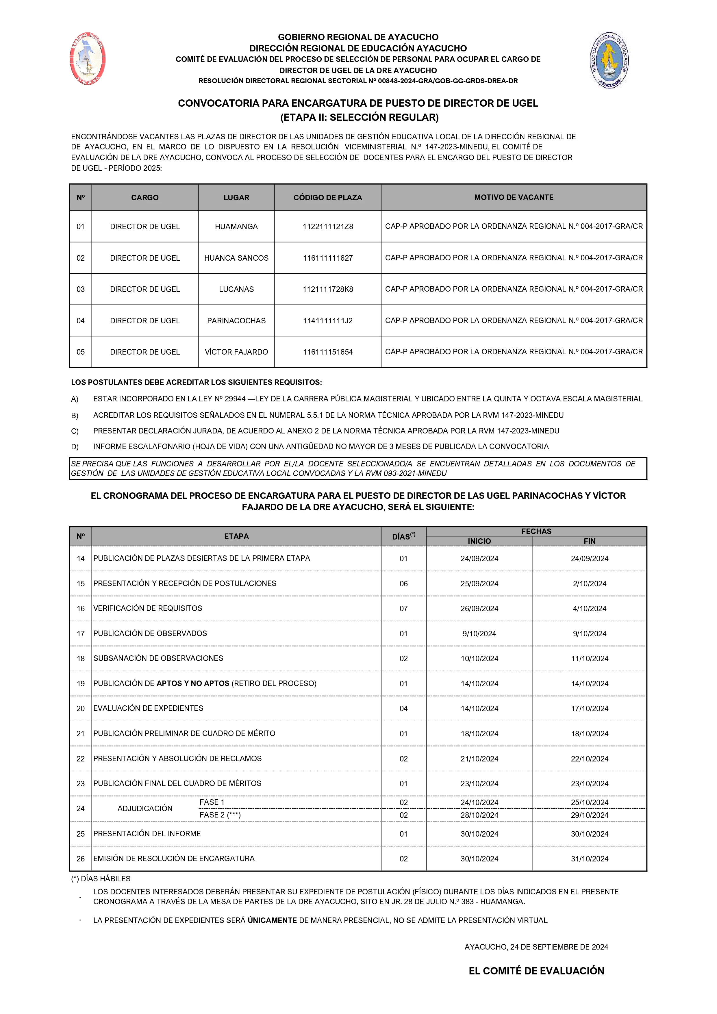 ENCARGATURA 2025 - DIRECTOR DE UGEL [ETAPA II : SELECCIÓN REGULAR]