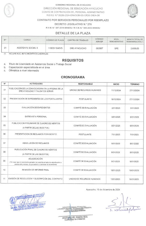 CONTRATO POR SERVICIOS PERSONALES POR REEMPLAZO - 2025 [ASISTENTE SOCIAL]