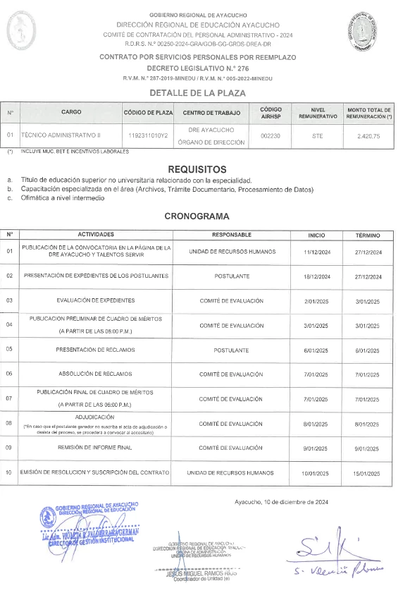 CONTRATO POR SERVICIOS PERSONALES POR REEMPLAZO - 2025 [TÉCNICO ADMINISTRATIVO]