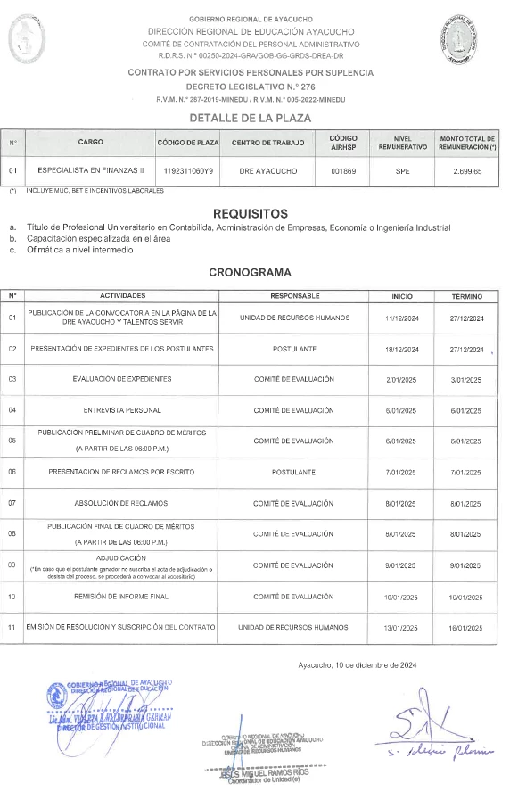 CONTRATO POR SERVICIOS PERSONALES POR SUPLENCIA - 2025 [ESPECIALISTA EN FINANZAS]