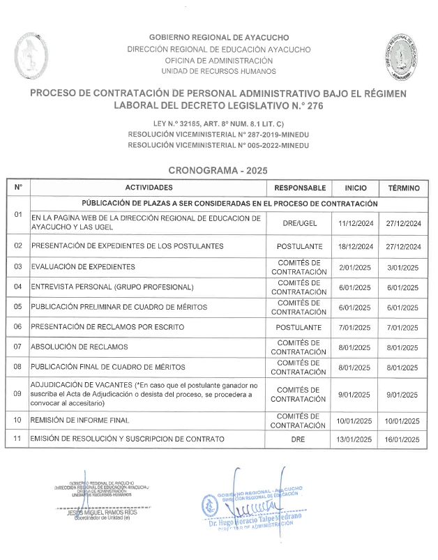 CONTRATO POR SERVICIOS PERSONALES POR REEMPLAZO EN EDUCACIÓN SUPERIOR (DLEG 276)