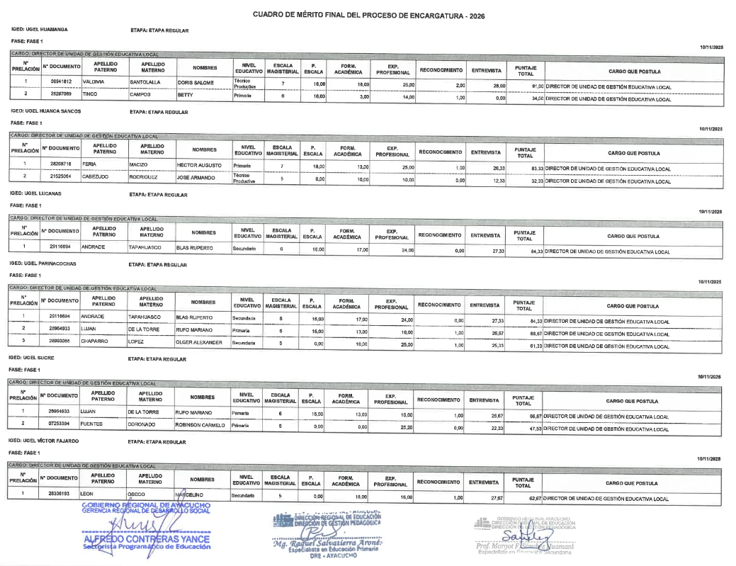 ENCARGATURA DIRECTOR DE UGEL - 2026 [CUADRO DE MÉRITO FINAL]